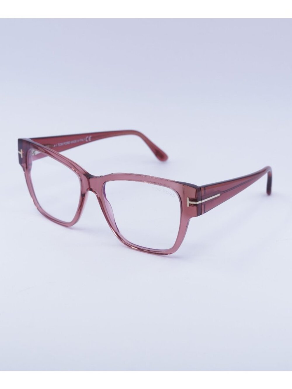 Tom Ford FT5745-B 072 Eyeglasses Transparent Rose 54mm Square Frame, Blue Light